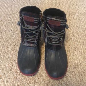 good condition navy sperry rain boots